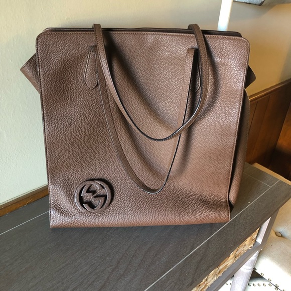 Gucci large tote bag. Brown leather. Authentic! - Picture 3 of 10